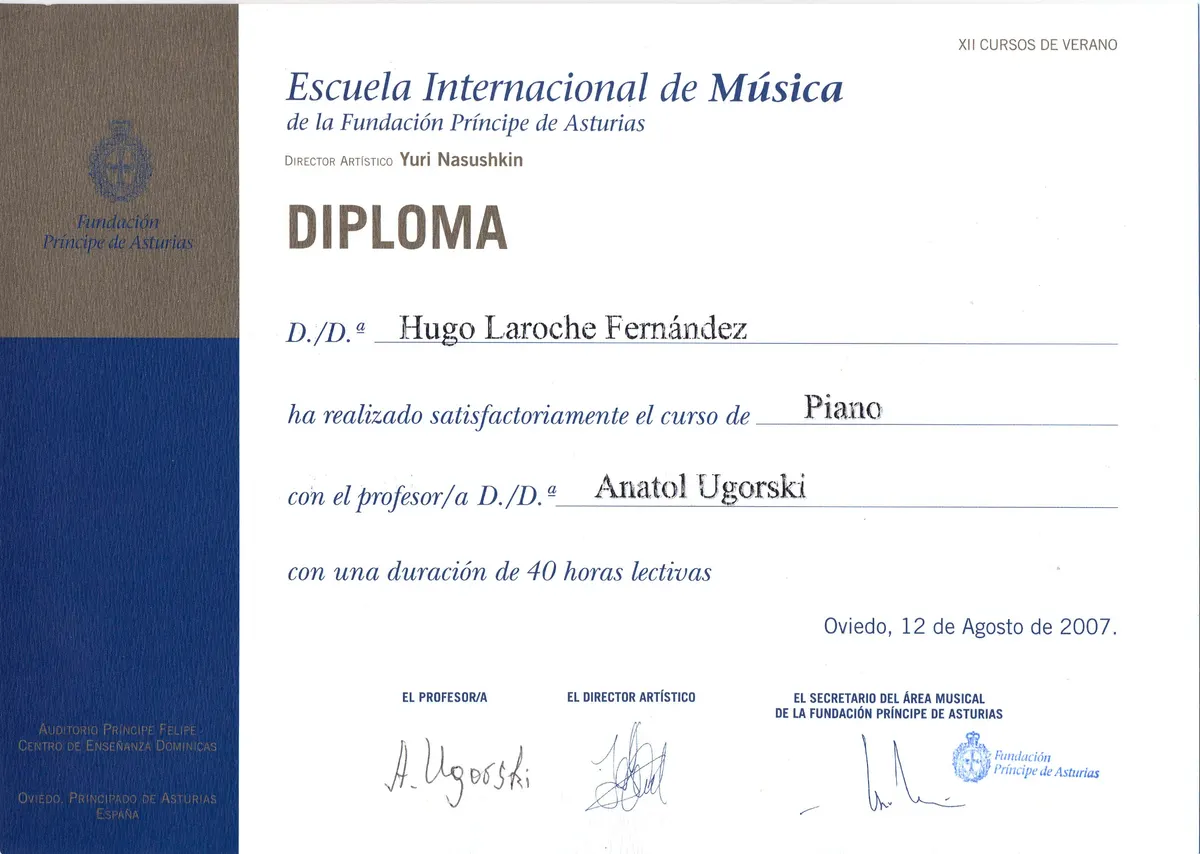 Certificado de curso o masterclass de piano 7