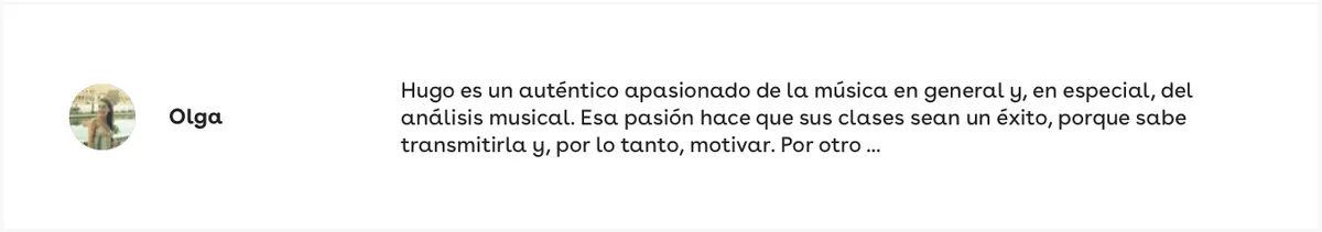 Opinión de un alumno en Superprof